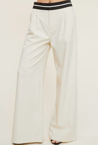 Off White Black Contrast Waist Band Trousers