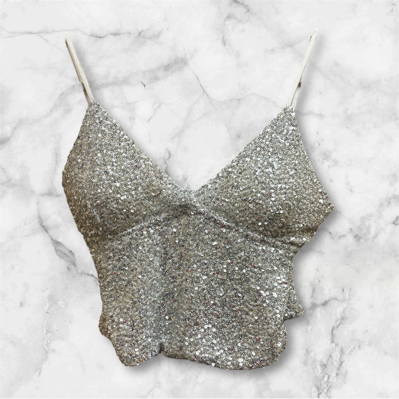 Silver Sequin Bustier