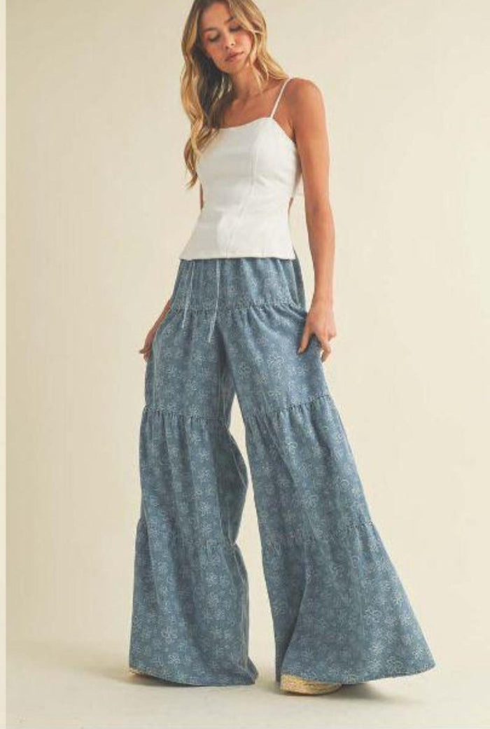 Layered Flare Jeans Pants