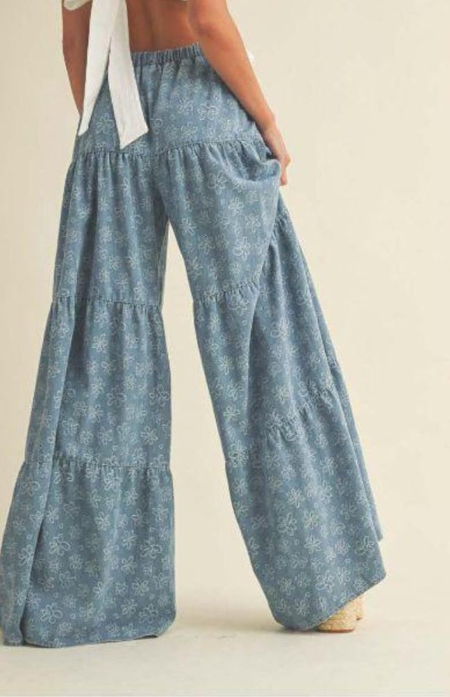 Layered Flare Jeans Pants