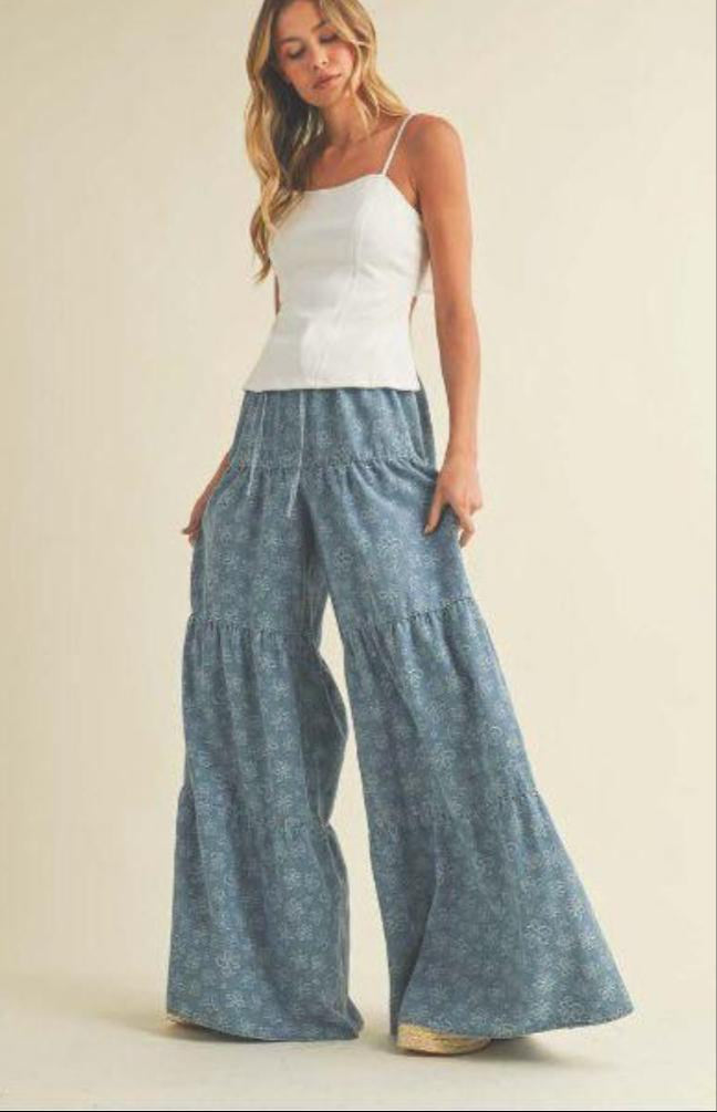 Layered Flare Jeans Pants