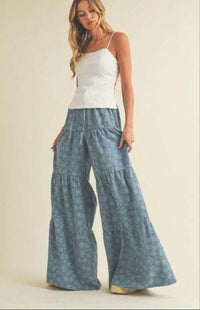 Layered Flare Jeans Pants