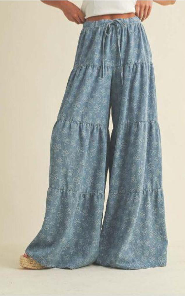 Layered Flare Jeans Pants