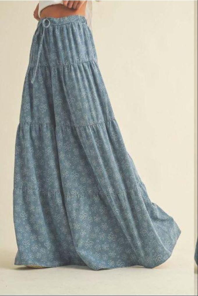 Layered Flare Jeans Pants