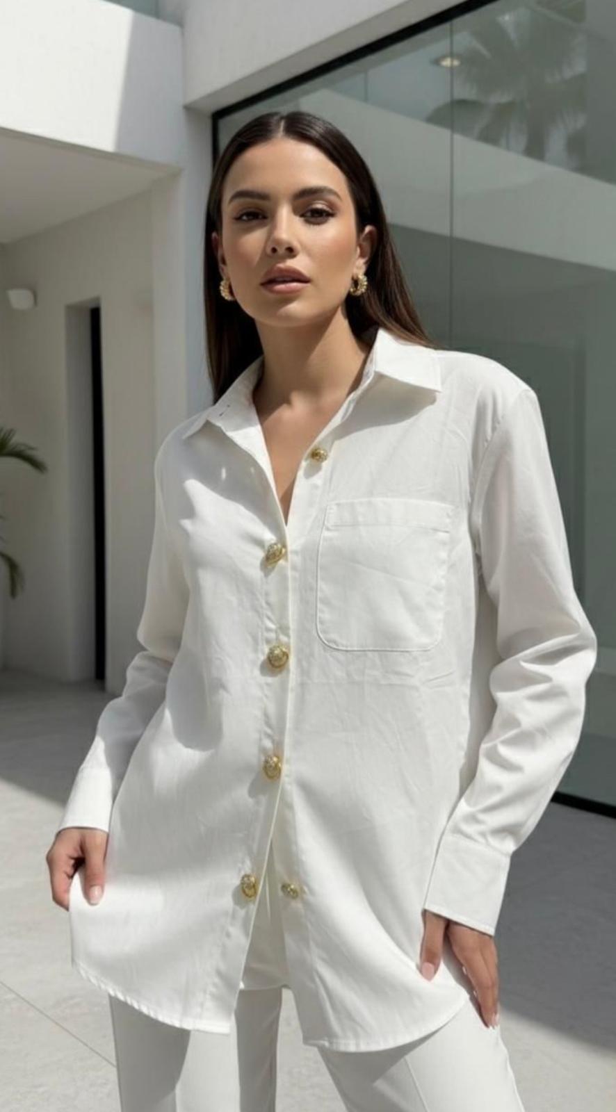 LongSleeve Gold Buttons Down Top