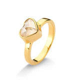 Pearlized Milky Quartz Ring  / 18K Plated / Size 7