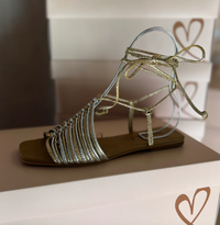 Eva Flats Sandals- Gold Silver