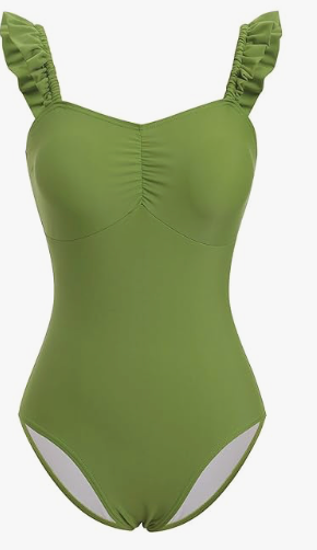 Ladies Ruffle One Piece Swimwear with Skirt Cover
