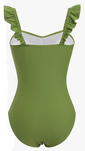 Ladies Ruffle One Piece Swimwear with Skirt Cover