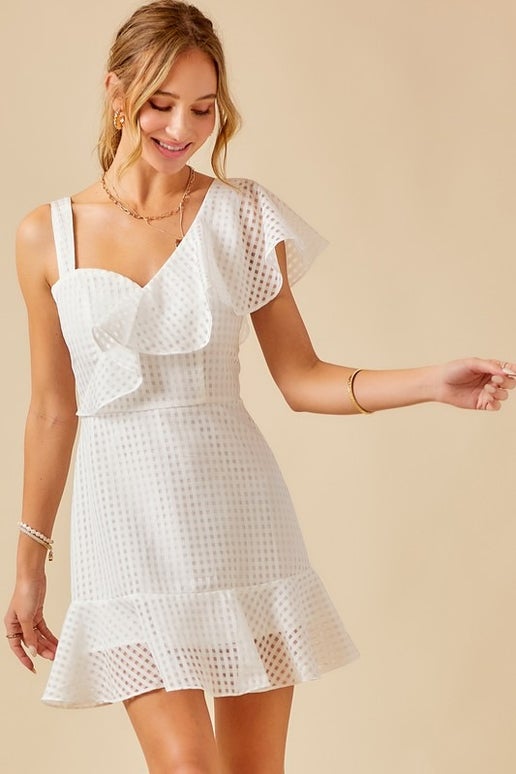 White One Soulder Mini Dress
