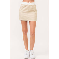 Twill with Contrast White Waistband Mini Skirt