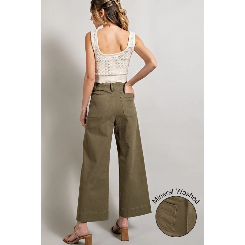 Washed Soft Cotton Flared Pants