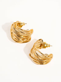 Gold String C Hoop Huggie Earring