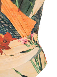 Open Back Wrap Front One Piece Swimsuit with Cover Up Y107