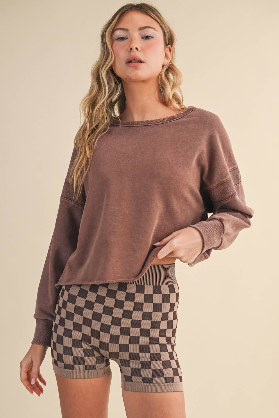 Mineral Wash Cutout Back Layering Sweatshirt
