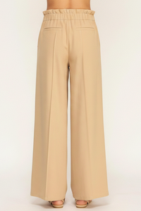 Top Stitch Detail Wide Leg Trousers