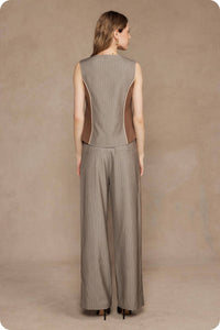 Double Waist Pinstripe Piping Trouser