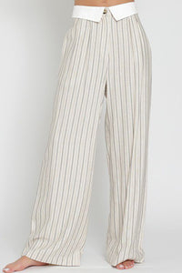 Linen Waistband Stripe Pant