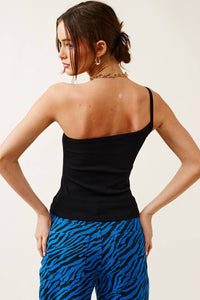 Sleek One-Shoulder Spaghetti Strap Tank Top