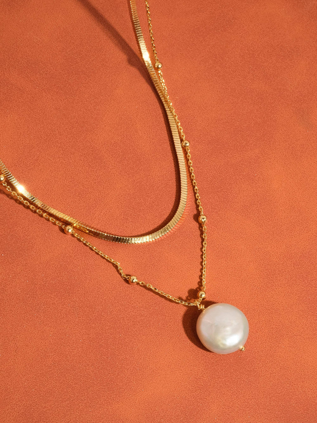 Layered Pearl Chain Necklace