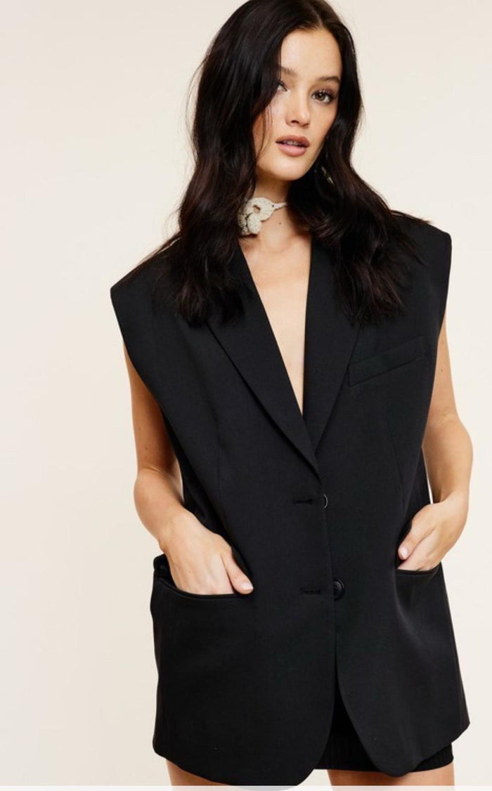 Front Pockets Collar Vest