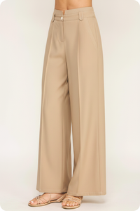 Top Stitch Detail Wide Leg Trousers