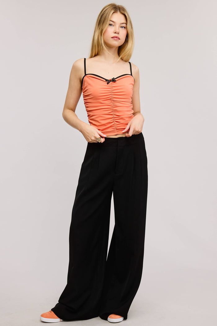 Low-Rise Fit Pleated Wide-Leg Trouser Pants