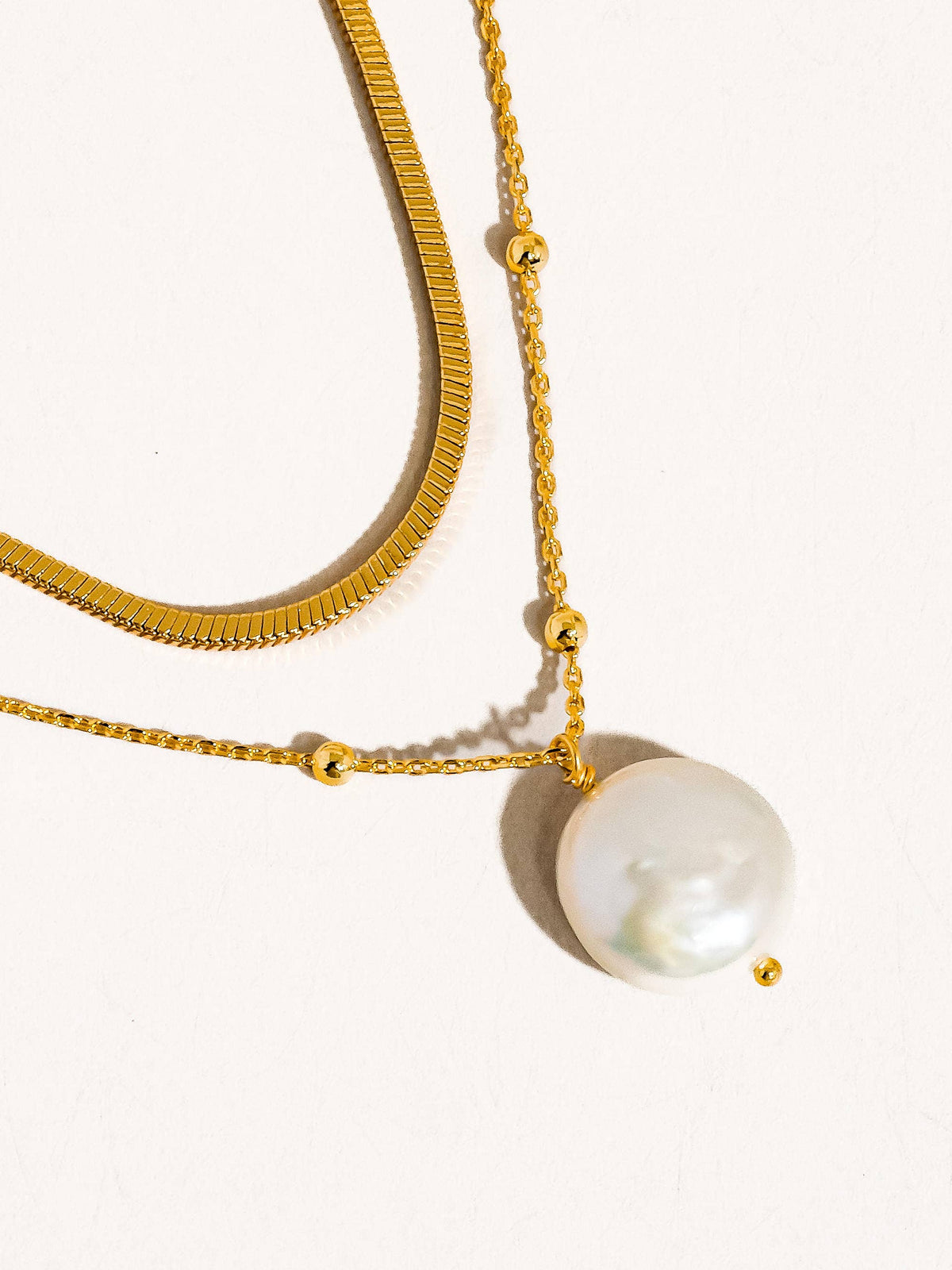 Layered Pearl Chain Necklace