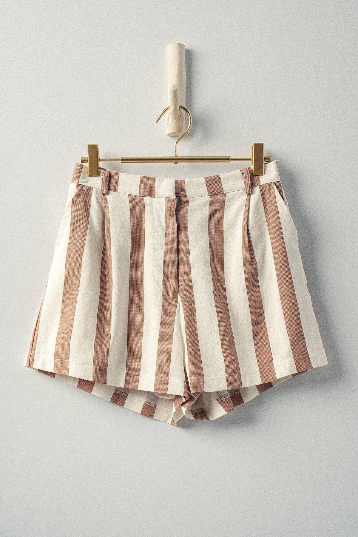 Striped Elastic Waist Boho Linen Shorts