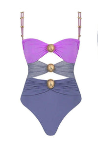 Ladies Shoulder Straps Backless One Piece Swimwear with Skirt