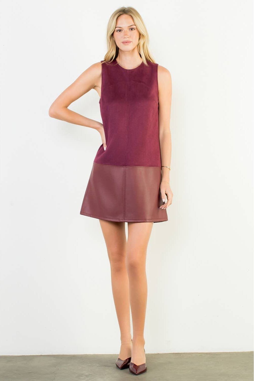 Sleeveless Mixed Media Dress