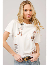 Western Motif Embroidered Graphic T Shirt