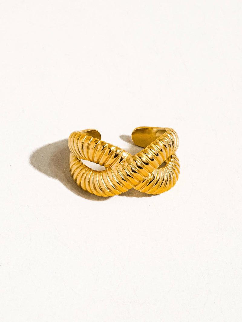 Gold Cross Spiral Ring