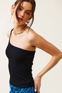 Sleek One-Shoulder Spaghetti Strap Tank Top