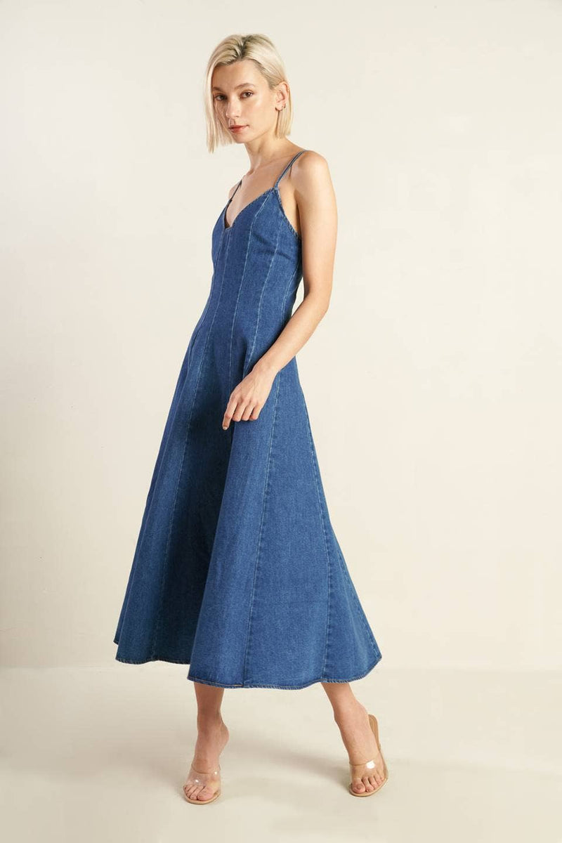 A washed denim dress