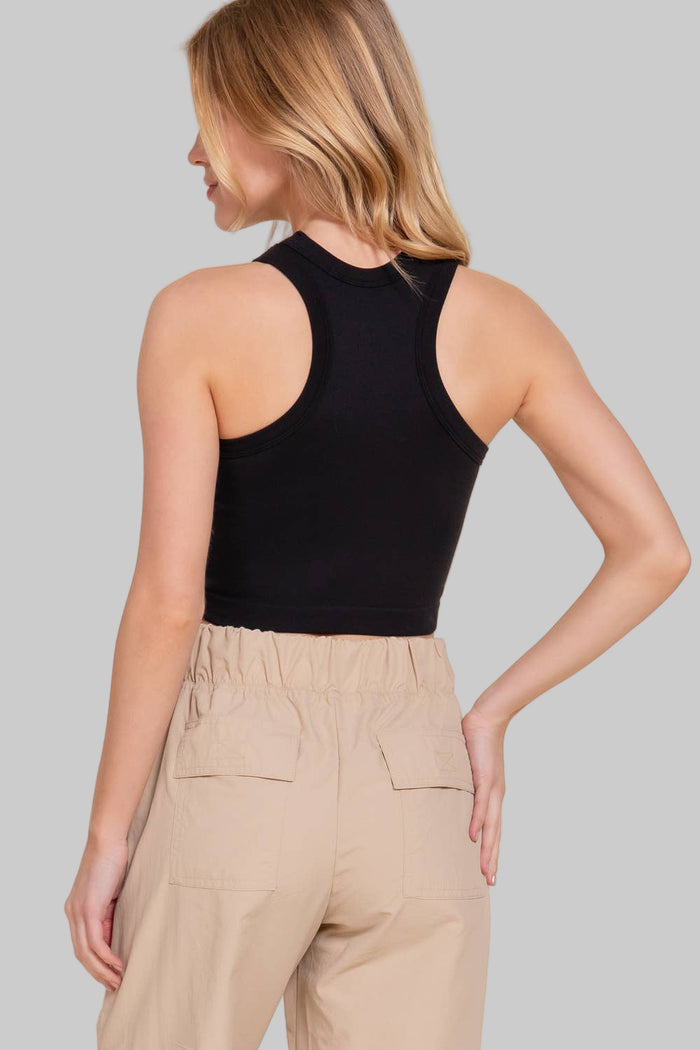 Sleeveless Crew Neck Seamless Rib Top