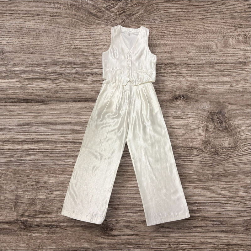 Solid Shiny Wide Leg Pant