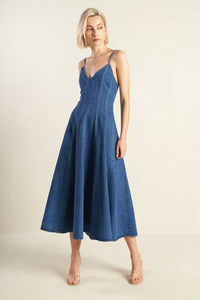 A washed denim dress