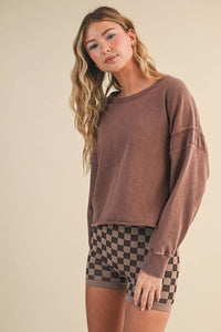 Mineral Wash Cutout Back Layering Sweatshirt