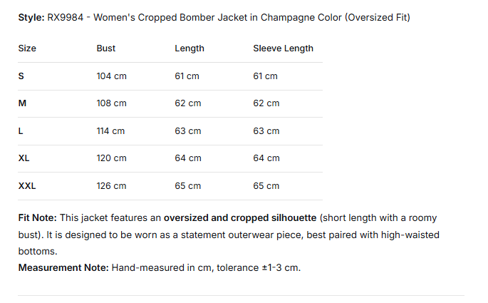Champagne Zipper Cropped Jacket Coat