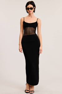 Sexy Midriff Macrame Mesh Slim Fit Maxi Dress