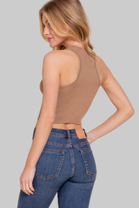 Racerback Texture Seamless Crop Tank Top