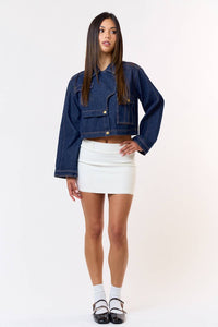 Structure Stitch Detail Denim Crop Jacket