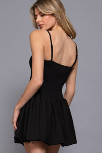 Straight Neck Cami Bubble Hem Mini Skort Dress