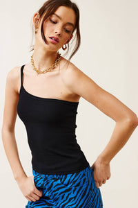 Sleek One-Shoulder Spaghetti Strap Tank Top