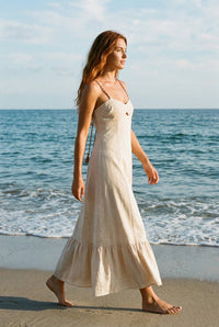 Corset Inspired Maxi Dress W/Braided Shoulder Strap