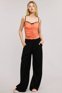 Low-Rise Fit Pleated Wide-Leg Trouser Pants
