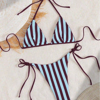 Striped Bikini Set With Ties