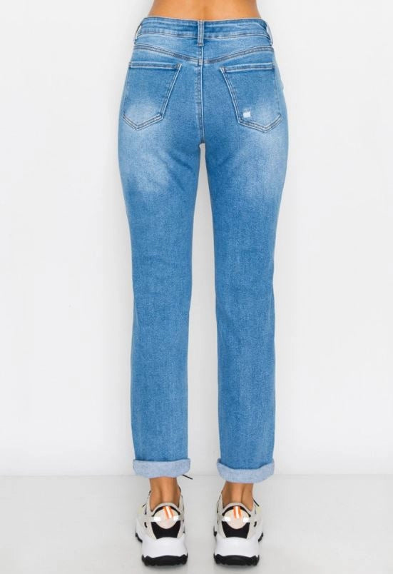 Destroyed Cuff Boyfriend Jeans